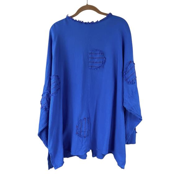 Oh My Gauze! Button Front Tunic Top Size XL/2X/3X Blue Beach Resort - Picture 2 of 8